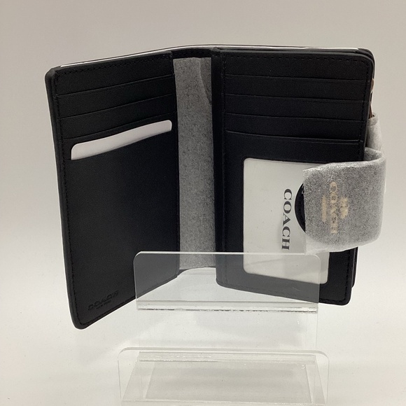 2143. Coach Bi-Fold Wallet Brown/Black Gold Signature Leather NWT - Picture 3 of 7